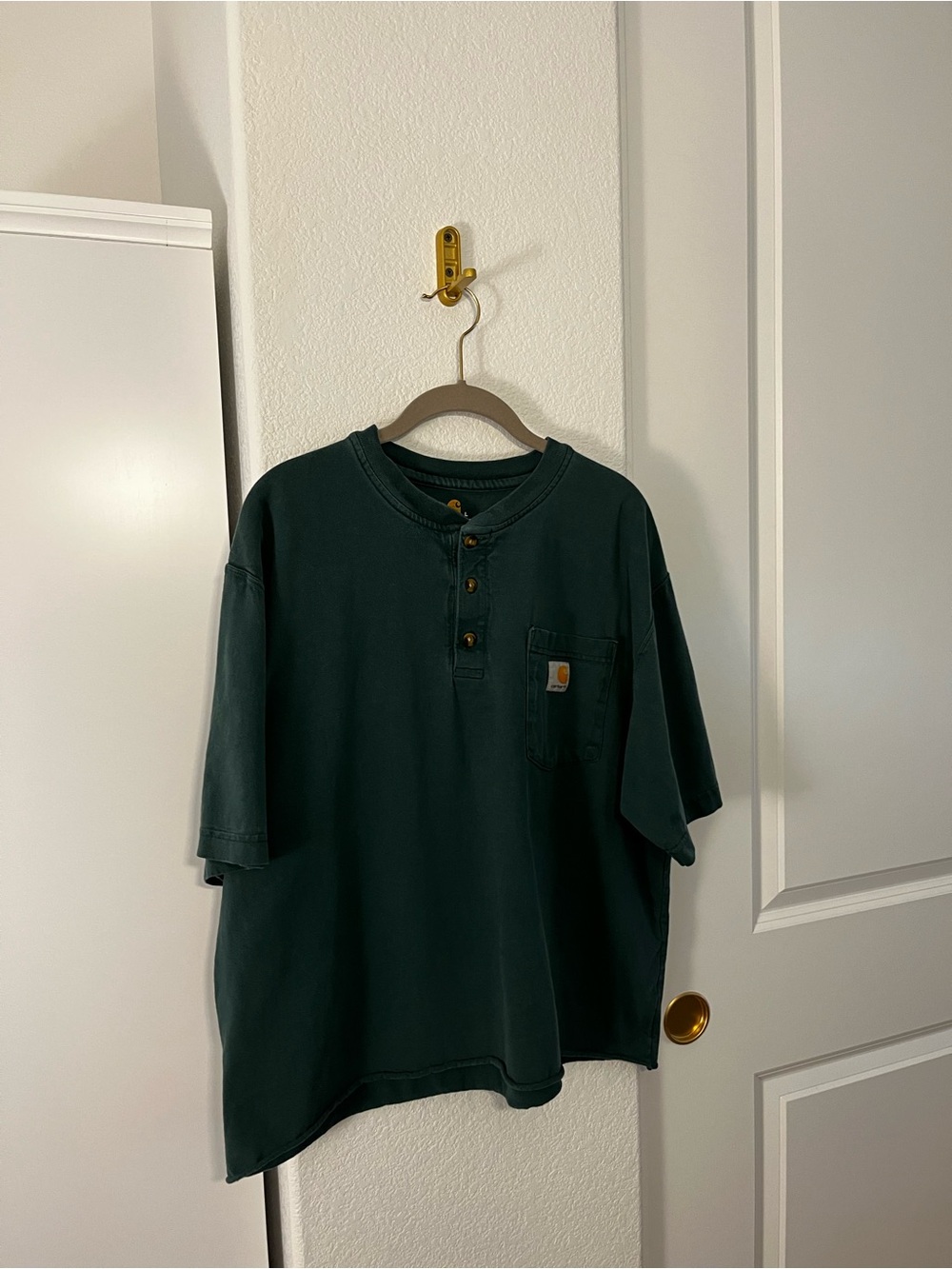 Carhartt Men’s Green Workwear T-Shirt Size L Faded Pocket Tee